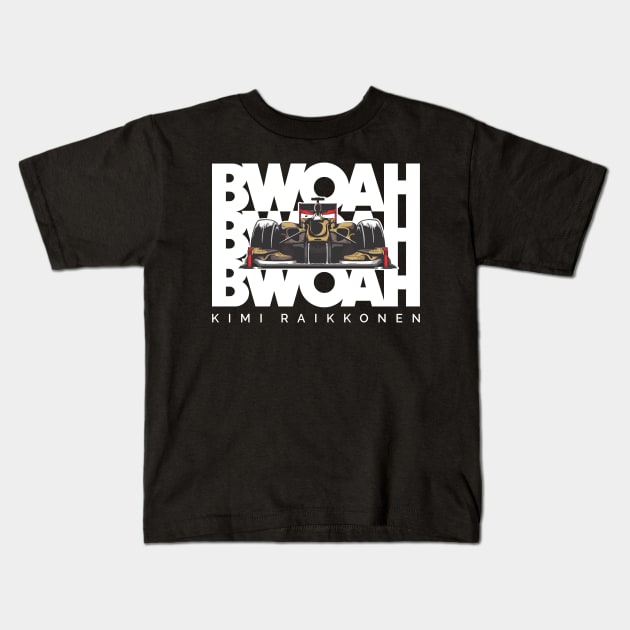 Kimi Raikkonen - Bwoah Kids T-Shirt by jaybeetee